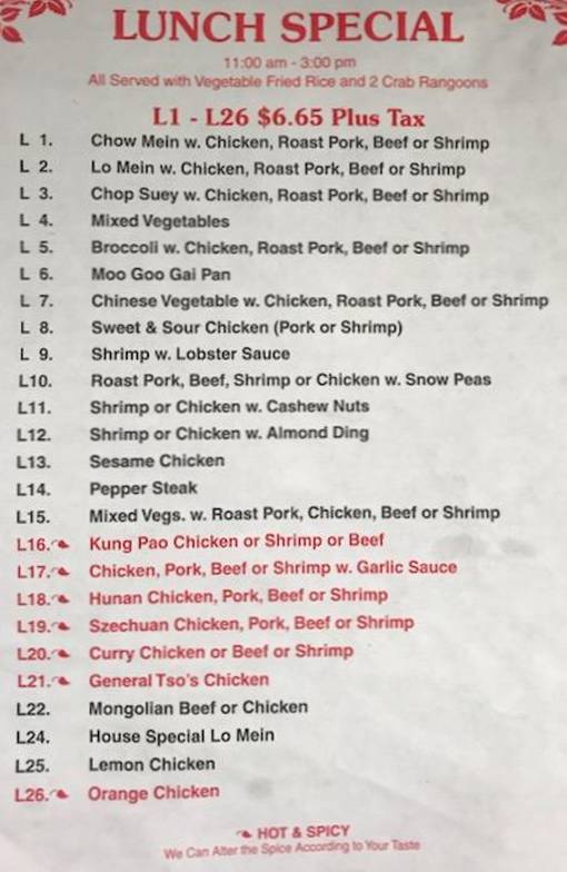 Hunan Garden Menu North Mankato Mn